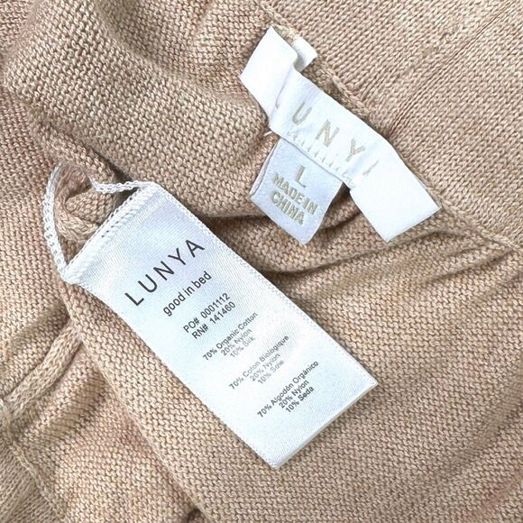 Lunya Cozy Cotton Silk Relaxed Wide Leg Loungewear Pants - Size Large - Picture 9 of 9